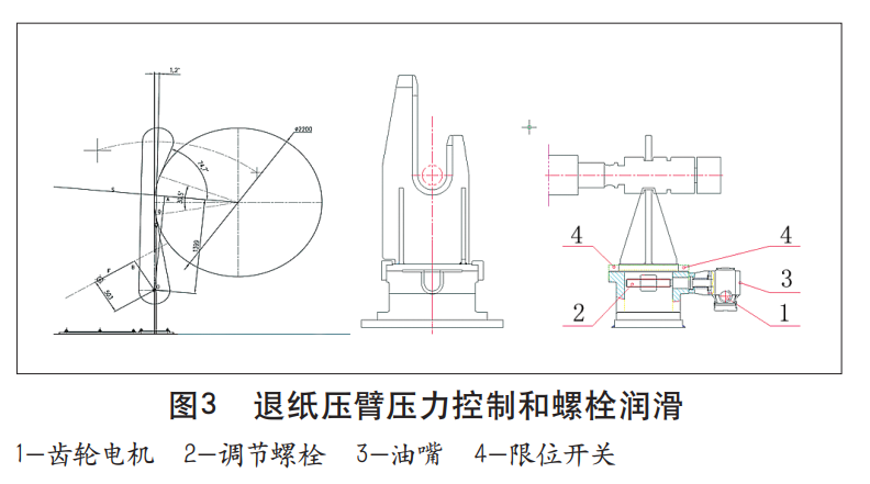 衛(wèi)生紙復(fù)卷機(jī)退壓臂壓力控制和螺栓潤滑